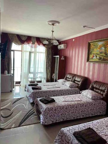Четырехместный номер с видом на море в Гостинице Ostrovok Hotel
